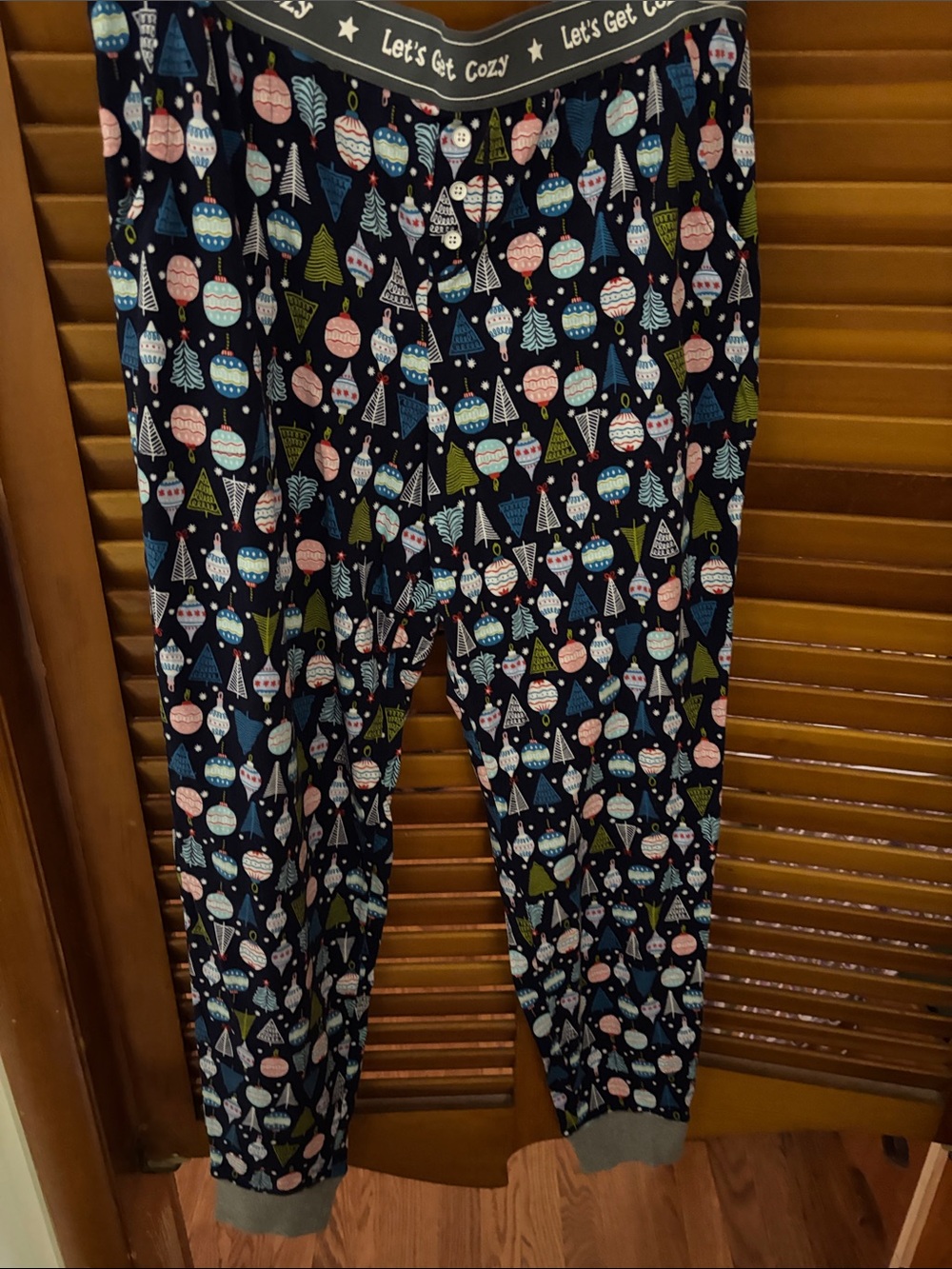 Cuddl Duds Navy Holiday Ornament Print Pajama Pants